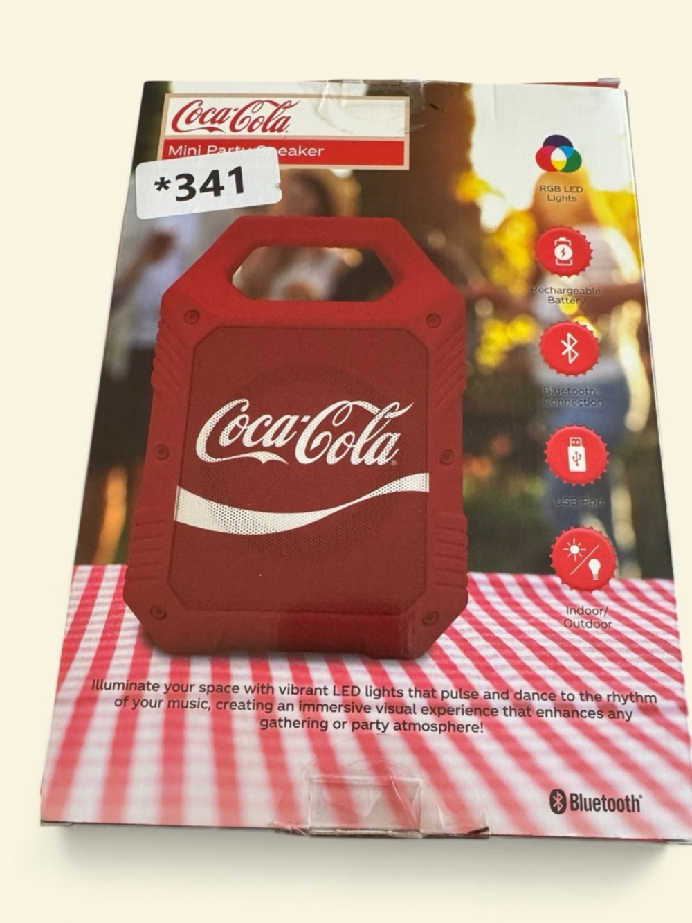 Coca-Cola Red Portable Bluetooth Speaker with Handle